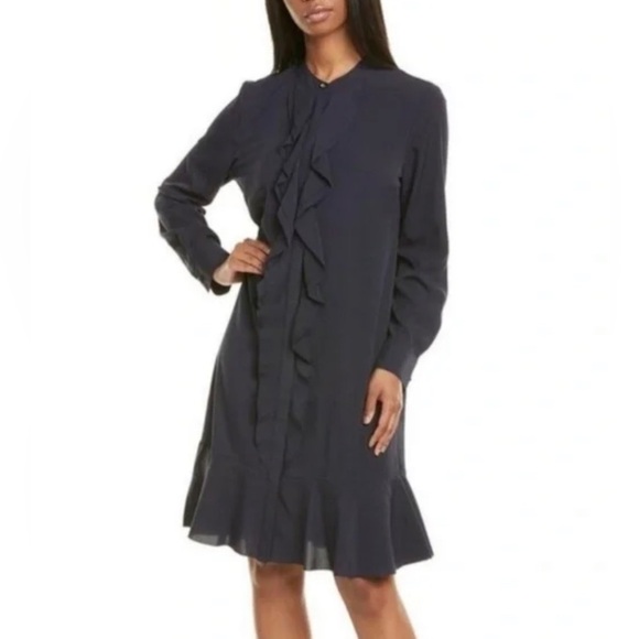 Tory Burch navy blue ruffle dress NWT - Picture 3 of 9
